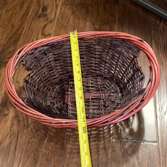 Other - Woven basket side carry handles red mahogany dark walnut size approx 15” x 12”​